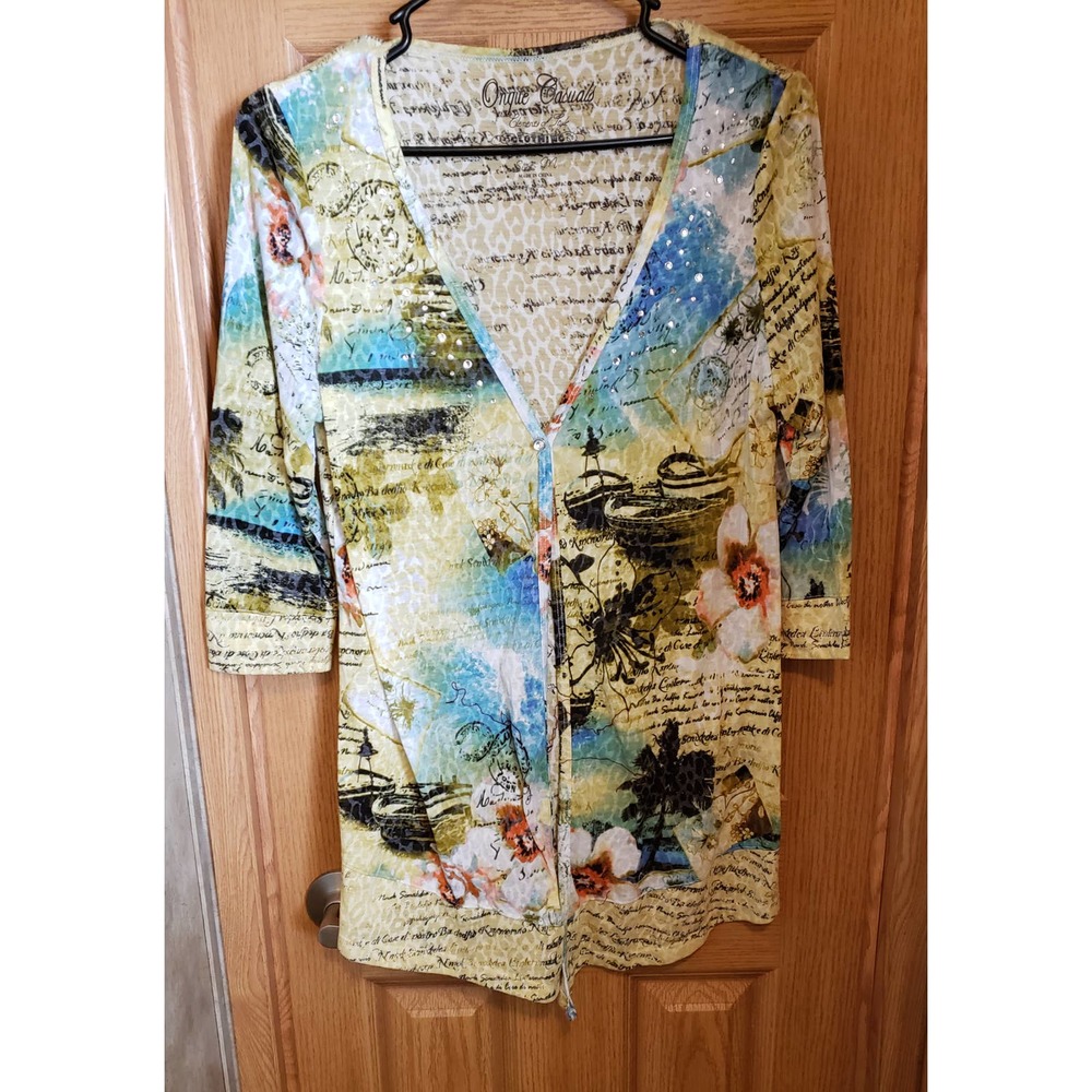 Onque Casuals size medium 3/4 sleeve multicolored blouse